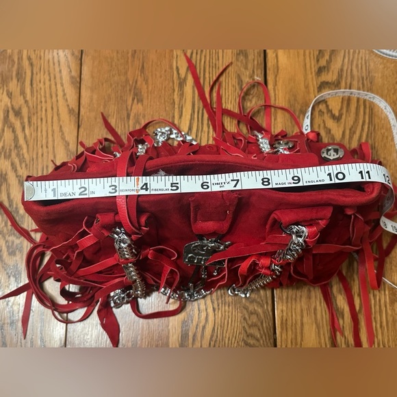 Julie Ewing Design red distressed leather purse cowboy medallion rodeo cowgirl - Picture 12 of 14